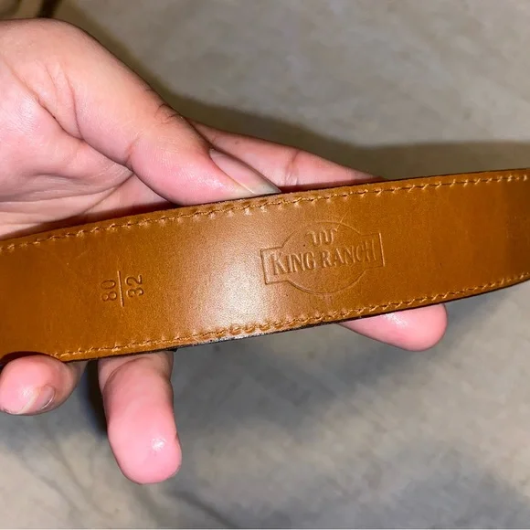 King Ranch Brown Leather Belt with Silver Buckle - Picture 4 of 7